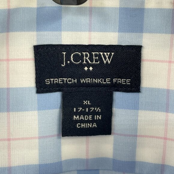J. Crew Mens Blue Plaid Thompson Slim Fit Wrinkle Resistant Shirt - Picture 4 of 6